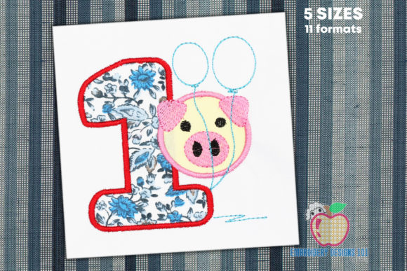 1st Birthday Piggy Applique Design Review