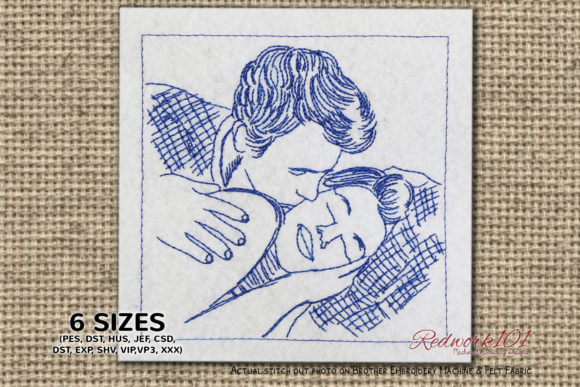 Boy Kissing on Cheeks Embroidery Design Review