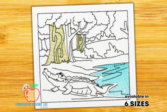Crocodile Crawling on the Riverside Embroidery Review