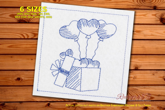 Happy Valentine Day Gift Box Redwork