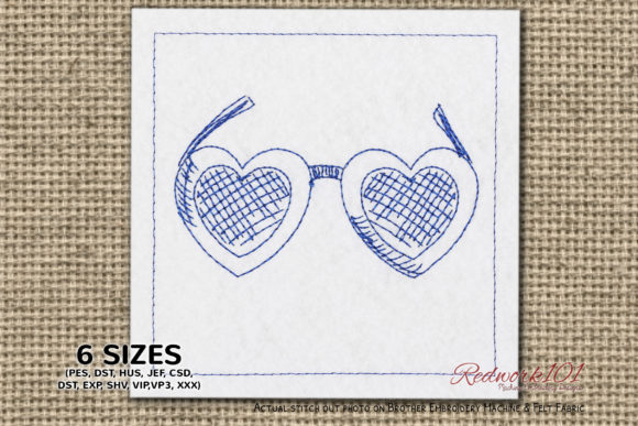 Love Sunglasses Lineart Review for Embroidery Sellers