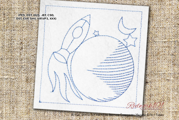 Rocket Going from Earth to Moon Embroidery Review