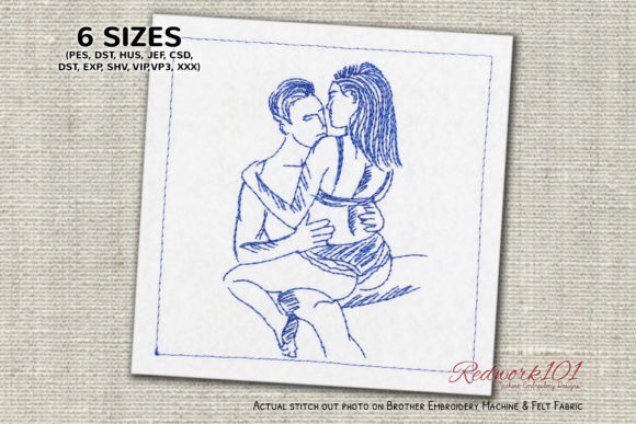 Romantic Couple Redwork Design Review